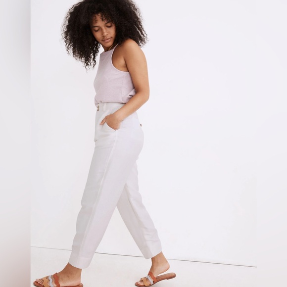 Madewell Linen-Blend Pleated Taper Wide-Leg Pants - Picture 1 of 10